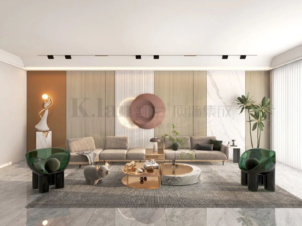 輕奢實心大板現(xiàn)代凱蘭墻板背景墻沙發(fā)背景