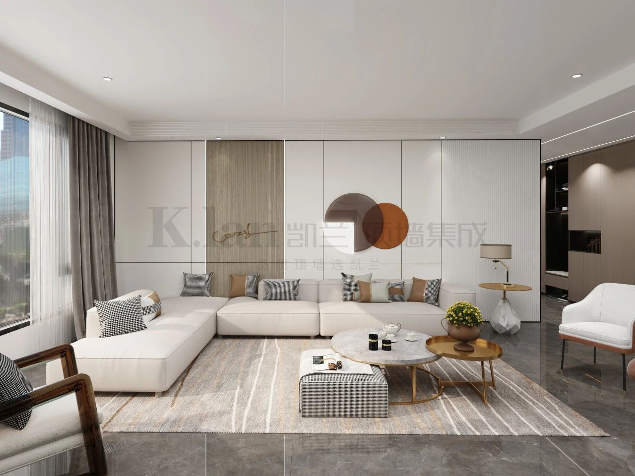 輕奢實心大板現(xiàn)代凱蘭背景墻沙發(fā)背景