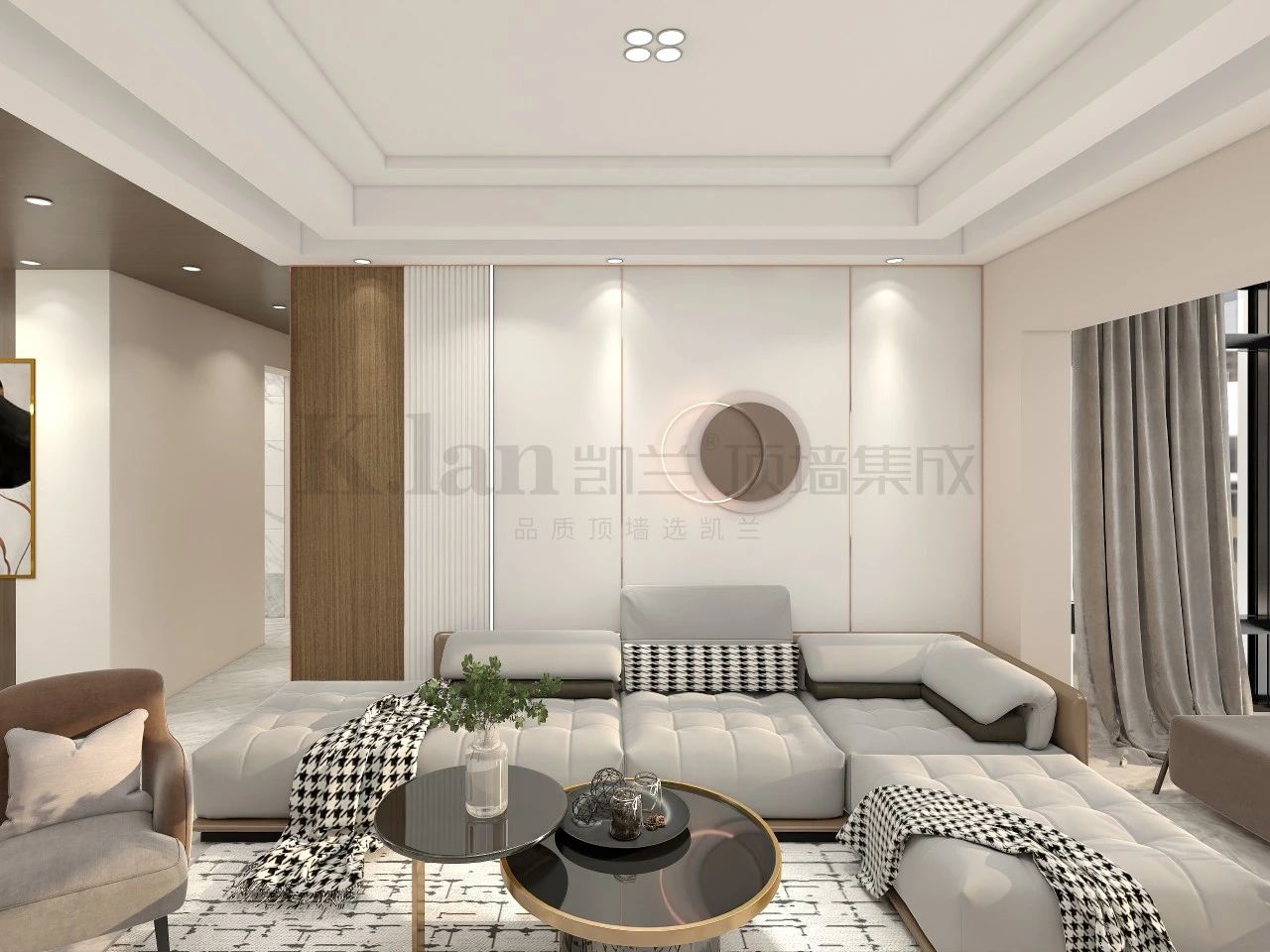 輕奢實心大板現(xiàn)代凱蘭背景墻沙發(fā)背景