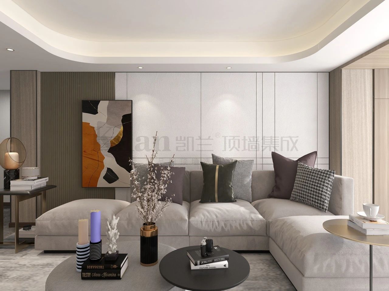 輕奢實心大板現(xiàn)代凱蘭背景墻沙發(fā)背景