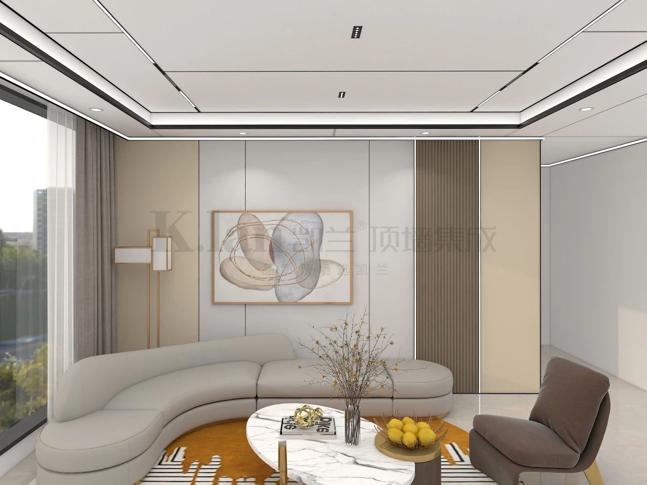 輕奢實心大板現(xiàn)代凱蘭背景墻沙發(fā)背景